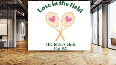 tennis logo, rackets whit hearts Wall mural