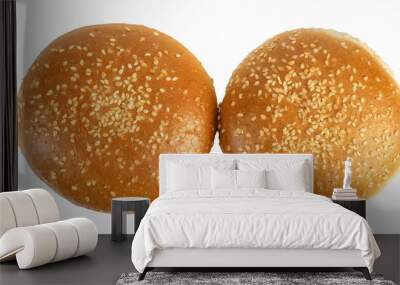 hamburger buns on a white background Wall mural