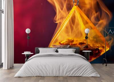 Intimate view of a tea bag's dance in hot water, as it releases a vibrant hue, symbolizing soothing moments Wall mural