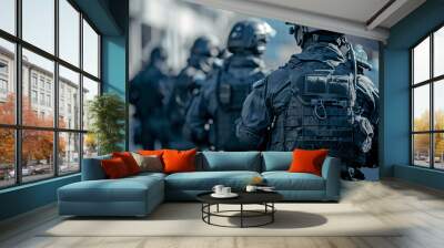 soldiers in uniform from behind Wall mural