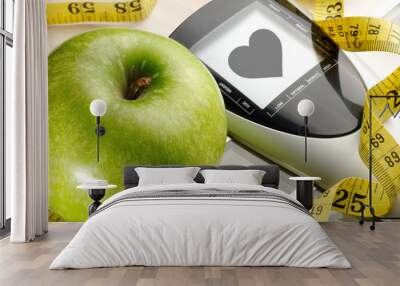 apple and sport and heart message Wall mural