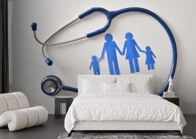 concept of family medicine with ostetoscope and paper cut Wall mural