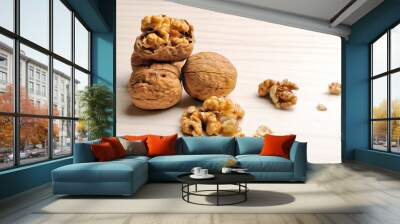 group of walnuts on a table Wall mural