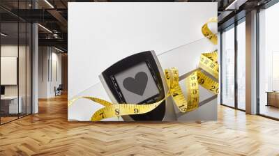 Scale with healty heart message and measuring tape top Wall mural