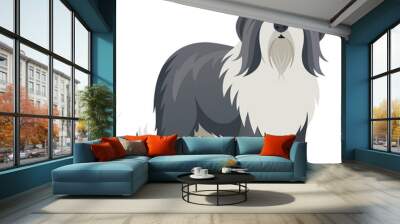 Catalan sheepdog standing, line drawing, transparent background Wall mural