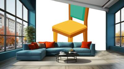 vector image of a simple wooden chair with a teal cushion Wall mural