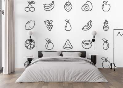 Simple Set of Fruits Related Vector Line Icons. Contains such Icons as Strawberry, Orange, Watermelon and more. Editable Stroke. 48x48 Pixel Perfect. Wall mural