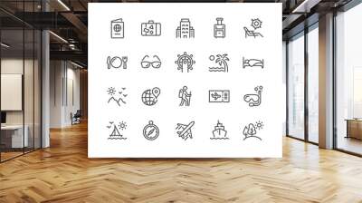 Simple Set of Travel Related Vector Line Icons. Contains such Icons as Luggage, Passport, Sunglasses and more. Editable Stroke. 48x48 Pixel Perfect. Wall mural