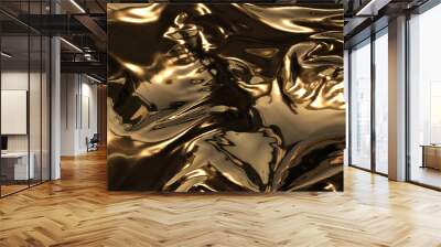 3d render beauty abstract of gold waves Wall mural