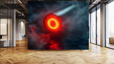  single red signal light with a chrome ring Wall mural