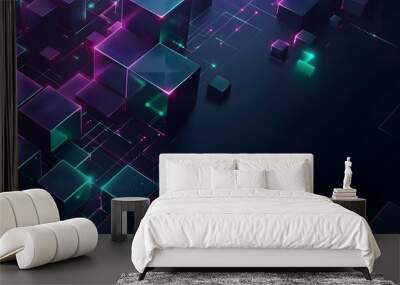 a abstract purple technology background Wall mural