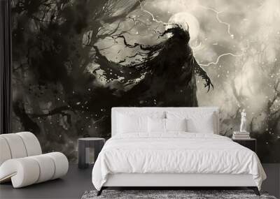 a dark magic wizard Wall mural