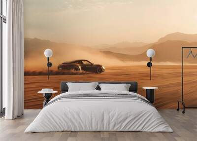 a porsche riding in the desert Wall mural