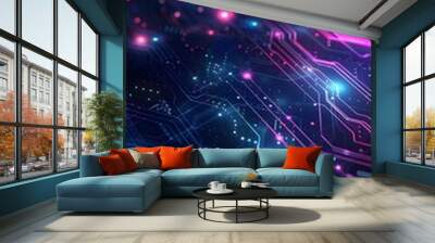 abstract technology background with glowing lines Wall mural