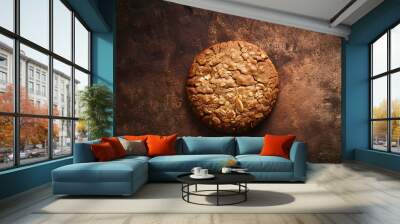 millet peanut, rasin brown cookie in a Dark orangish brown background Wall mural