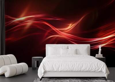 red energy waves on a black background Wall mural