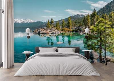 Lake Tahoe Cove Aqua Blue Wall mural