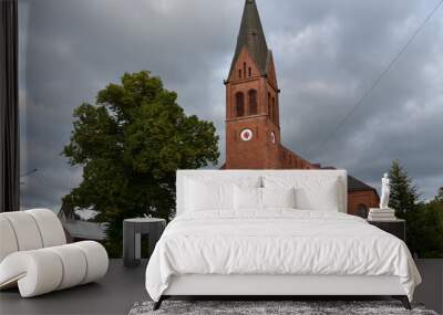 Bell tower of the Roman Catholic Parish of St. Teresa of the Child Jesus, Szymbark, Kashubia, Pomerania, Poland. Wall mural