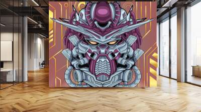 Head futuristic robotic scifi mech warrior Wall mural