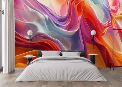 Delving into the World Mokupe of Leptop Screen with an abstract representation of flowing energy and dynamic motion, digital brushstrokes morphing and intertwining in a symphony of form and color Wall mural