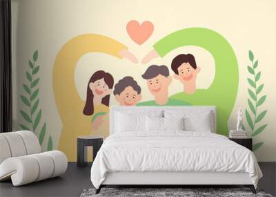 a collection of harmonious family illustrations Wall mural