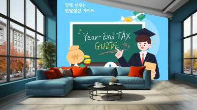 Year-end tax adjustment person illustration
 Wall mural