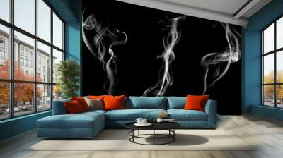 white smoke abstract isolated on a black background. concept of texture mist or hot vapor, fog effect, and cloud for design air pollution, element smog
 Wall mural