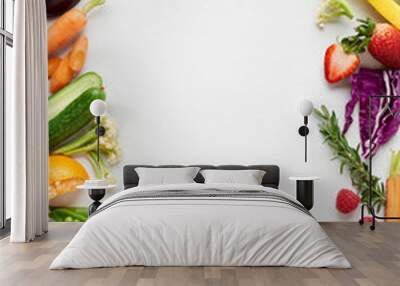 Healthy fresh fruit and vegetables background multi coloured pro Wall mural