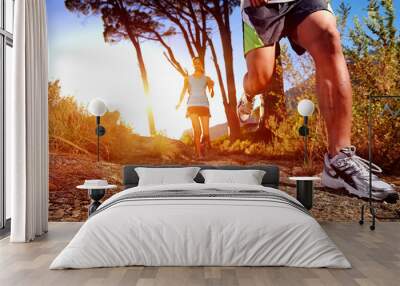 healthy trail running Wall mural