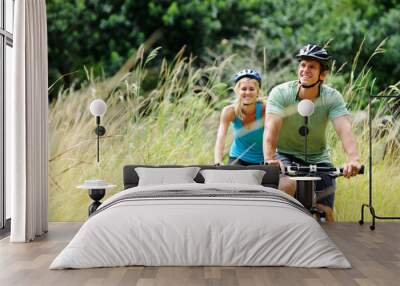 mountainbike couple outdoors Wall mural