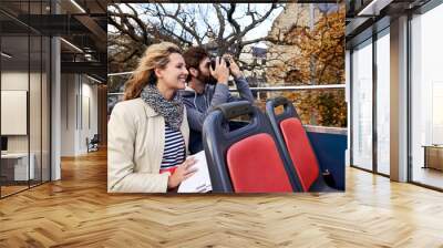 open top bus couple Wall mural