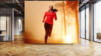 sunrise running woman Wall mural