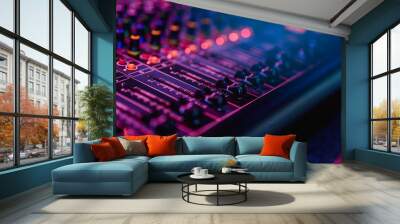 Professional audio mixing console in concert. Wall mural