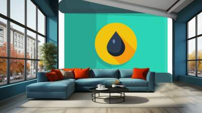 Transportation and storage, refinery factory, Blue oil barrel, fuel barrel. Wall mural