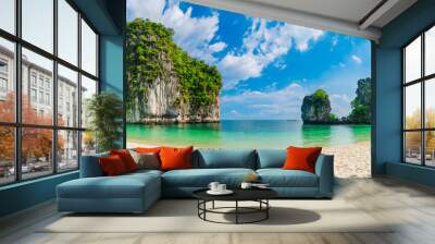 wide panorama nature view scenic landscape ko hong island beach krabi, attraction famous landmark to Wall mural