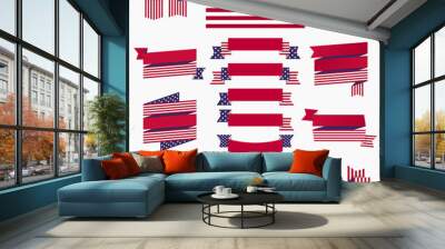 Red white blue american flag, ribbons and banners Wall mural