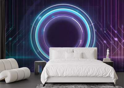 digital futuristic neon circle geometric abstract graphic poster web page ppt background Wall mural