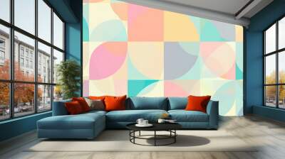 A geometric pattern with overlapping shapes in pastel colors, perfect for a minimalist phone wallpaper. Wall mural