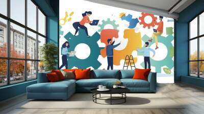 The benefits of cross-functional collaboration and knowledge sharing within organizations. Wall mural