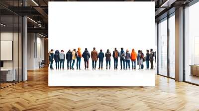 Diverse Group People Standing Together Fashionable Winter Attire Outdoor Setting. AI Generated Wall mural