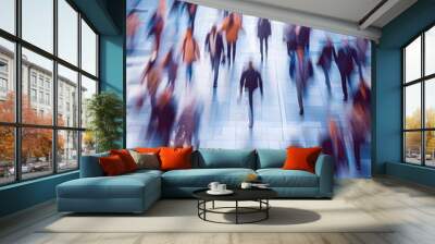 Dynamic Urban Life Busy Pedestrians Movement City Streets Energy. AI Generated Wall mural