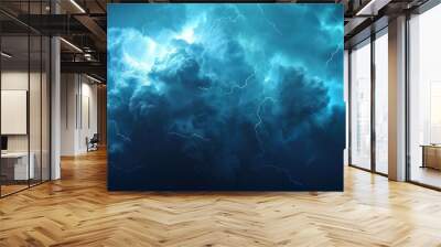 Realistic thunder light and blue smoke cloud bottom Wall mural