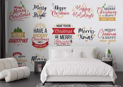 merry christmas lettering, vector illustration design. Wall mural