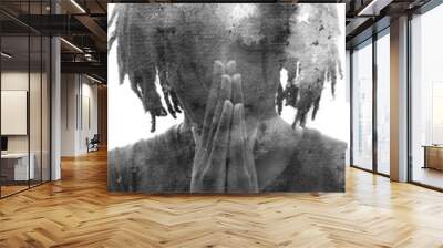 A concept grunge black and white portrait Wall mural