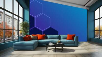 Technology and internet design theme enhanced by an abstract hexagon honeycomb corner border frame Wall mural