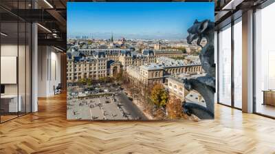 Notre Dame de Paris: Famous Stone demons gargoyle and chimera. Wall mural