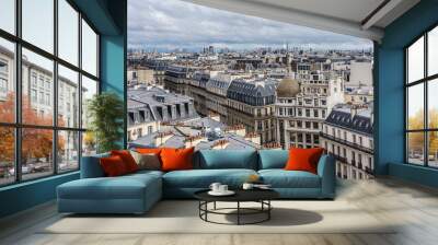 Panorama of Paris. View from Printemps store. France.  Wall mural