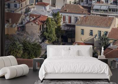 Panoramic view over the old town of Athens from Acropolis hill. Athens, Greece. Wall mural