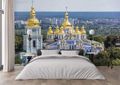 Saint Michael's Golden-Domed Cathedral in Kyiv, Ukraine, Europe. Wall mural