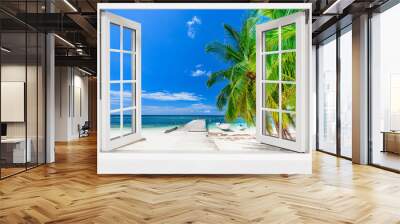 Ocean view window open Wall mural